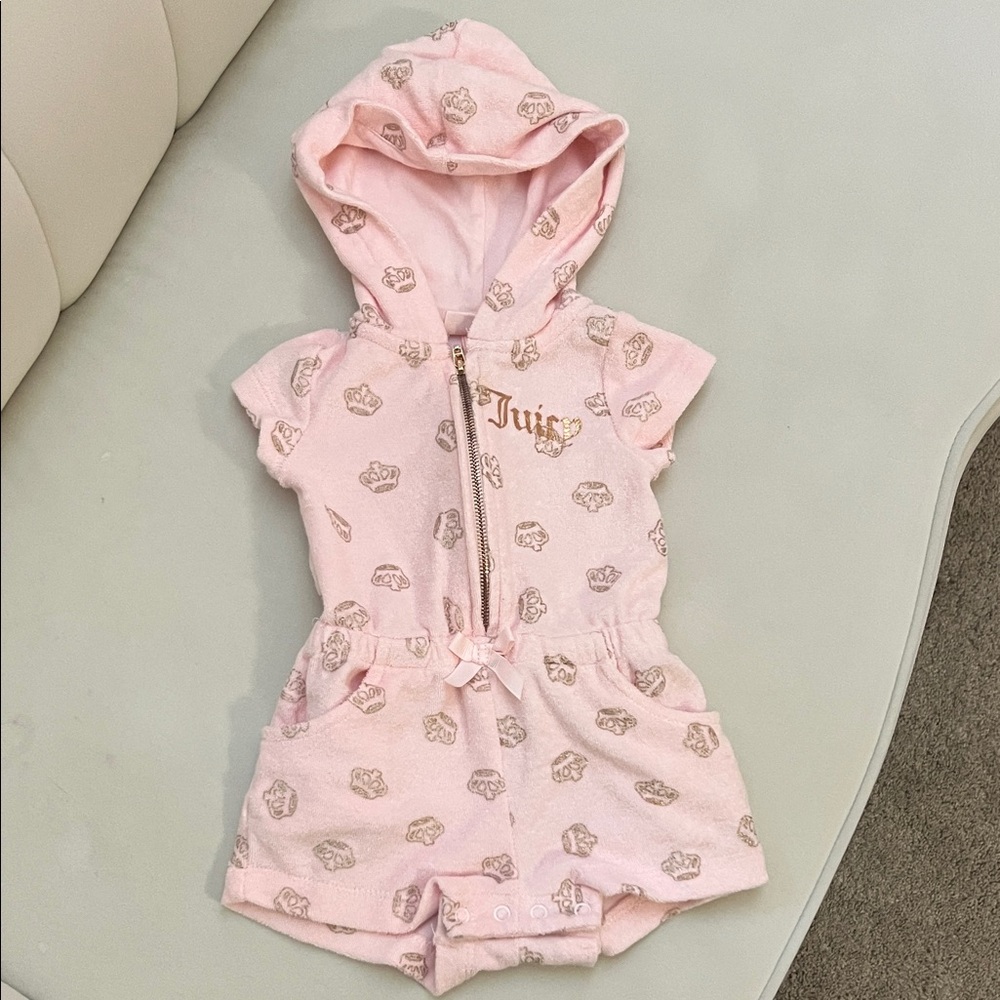 Juicy Couture Pink Baby Romper with Hood